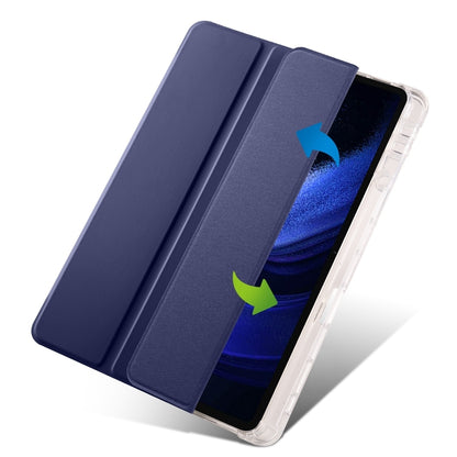 For iPad Air 11 2024 3-fold Clear TPU Smart Leather Tablet Case with Pen Slot(Dark Blue) - iPad Air 11 2024 Cases by buy2fix | Online Shopping UK | buy2fix