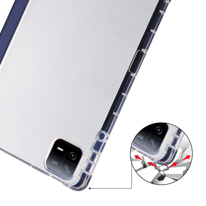 For iPad Air 11 2024 3-fold Clear TPU Smart Leather Tablet Case with Pen Slot(Dark Blue) - iPad Air 11 2024 Cases by buy2fix | Online Shopping UK | buy2fix