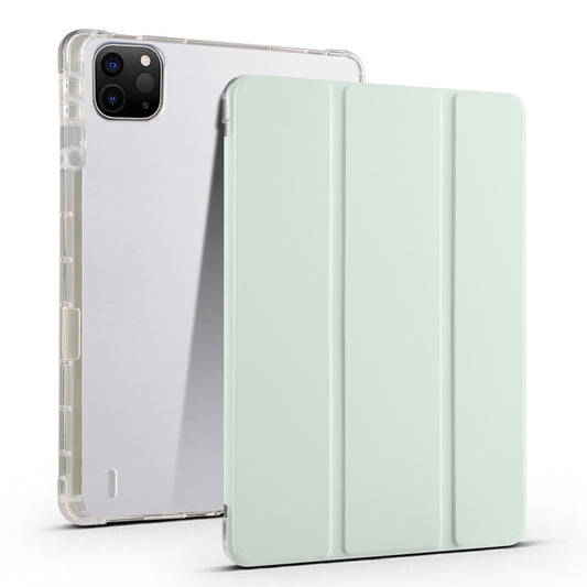 For iPad Air 13 2024 3-fold Clear TPU Smart Leather Tablet Case with Pen Slot(Light Green) - iPad Air 13 2024 Cases by buy2fix | Online Shopping UK | buy2fix