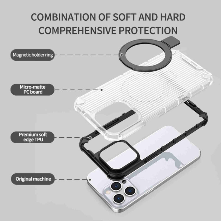 For iPhone 16 Plus Grating Holder Shockproof Phone Case(Transparent Black) - iPhone 16 Plus Cases by buy2fix | Online Shopping UK | buy2fix