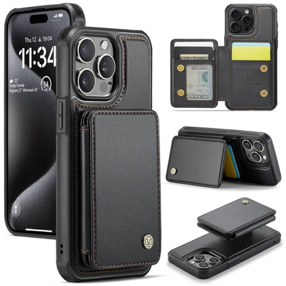 For iPhone 15 Pro Max JEEHOOD J05 Business Magnetic Style RFID Leather Phone Case(Black) - iPhone 15 Pro Max Cases by JEEHOOD | Online Shopping UK | buy2fix