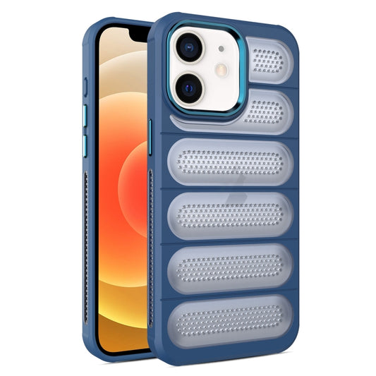 For iPhone 12 Cooling Armor Translucent Mesh Breathable Phone Case(Blue) - iPhone 12 / 12 Pro Cases by buy2fix | Online Shopping UK | buy2fix