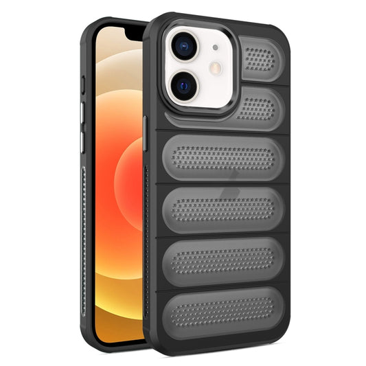 For iPhone 12 Cooling Armor Translucent Mesh Breathable Phone Case(Black) - iPhone 12 / 12 Pro Cases by buy2fix | Online Shopping UK | buy2fix