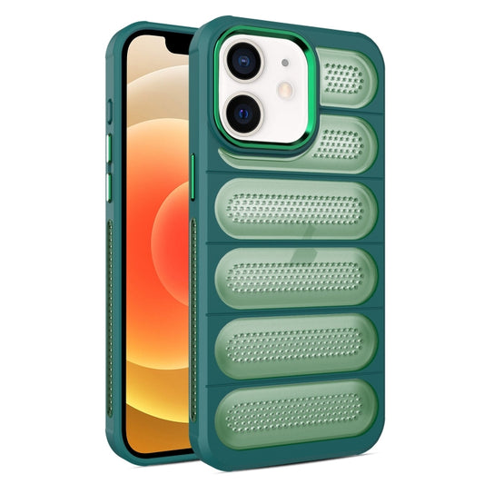 For iPhone 12 Cooling Armor Translucent Mesh Breathable Phone Case(Green) - iPhone 12 / 12 Pro Cases by buy2fix | Online Shopping UK | buy2fix