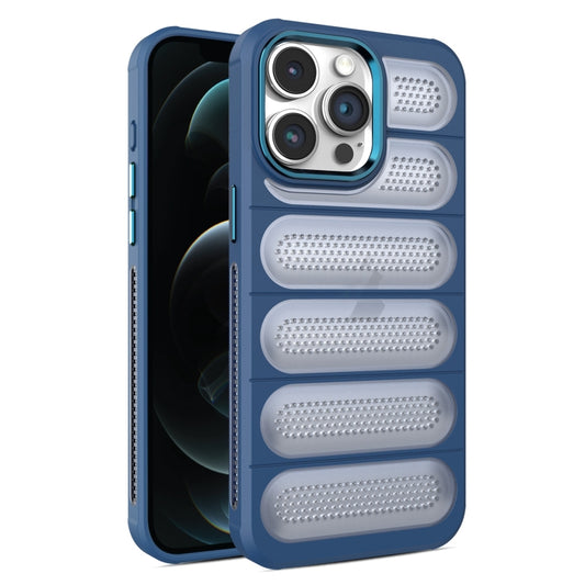 For iPhone 12 Pro Max Cooling Armor Translucent Mesh Breathable Phone Case(Blue) - iPhone 12 Pro Max Cases by buy2fix | Online Shopping UK | buy2fix