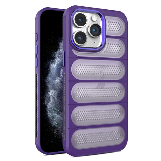 For iPhone 11 Pro Cooling Armor Translucent Mesh Breathable Phone Case(Purple) - iPhone 11 Pro Cases by buy2fix | Online Shopping UK | buy2fix