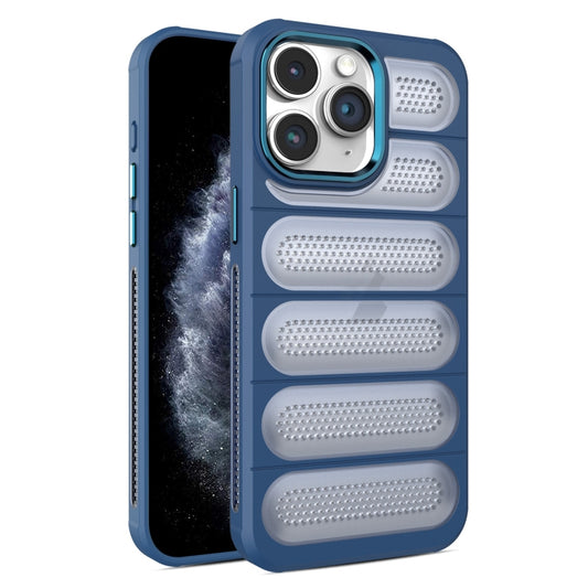 For iPhone 11 Pro Cooling Armor Translucent Mesh Breathable Phone Case(Blue) - iPhone 11 Pro Cases by buy2fix | Online Shopping UK | buy2fix