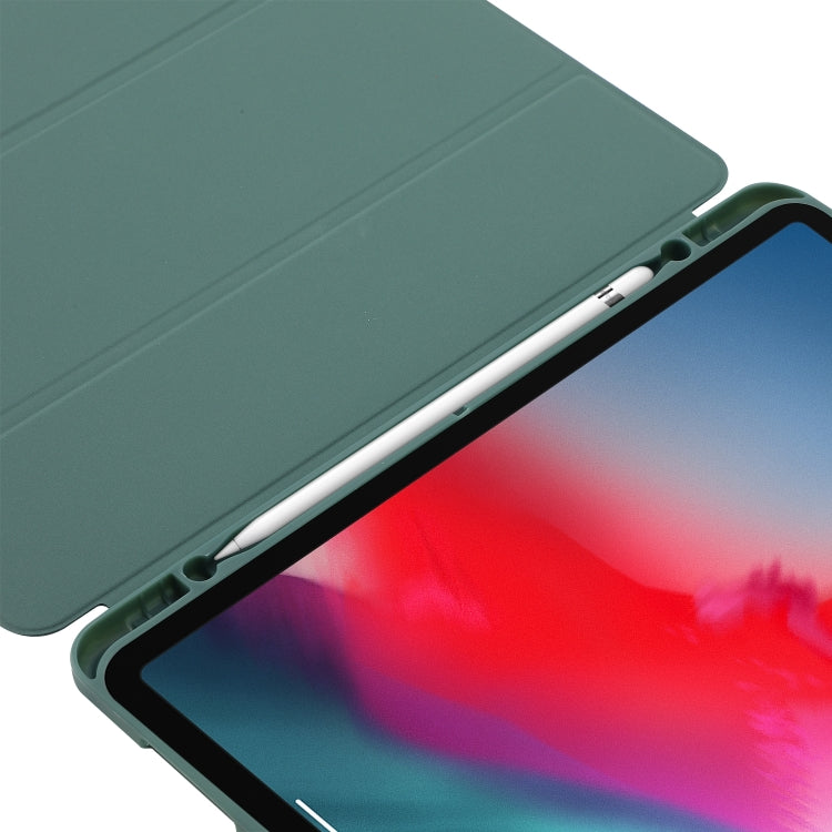 For iPad Air 11 2024 Skin Feel Tri-fold Leather Tablet Case with Pen Slot(Dark Green) - iPad Air 11 2024 Cases by buy2fix | Online Shopping UK | buy2fix