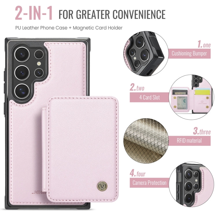 For Samsung Galaxy S24 Ultra 5G JEEHOOD J05 Business Magnetic Style RFID Leather Phone Case(Pink) - Galaxy S24 Ultra 5G Cases by JEEHOOD | Online Shopping UK | buy2fix