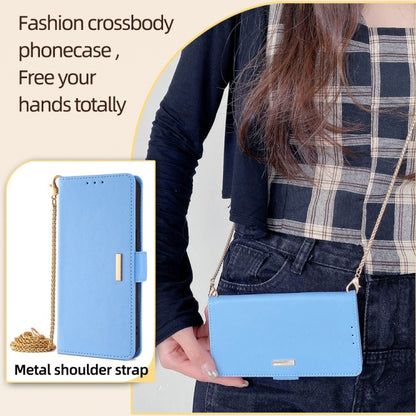 For Motorola Moto G Play 4G 2024 Crossbody Chain Leather Phone Case(Blue) - Motorola Cases by buy2fix | Online Shopping UK | buy2fix