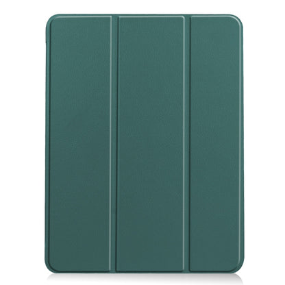 For iPad Air 13 2024 Custer Pure Color 3-Fold Holder Smart Leather Tablet Case(Dark Green) - iPad Air 13 2024 Cases by buy2fix | Online Shopping UK | buy2fix