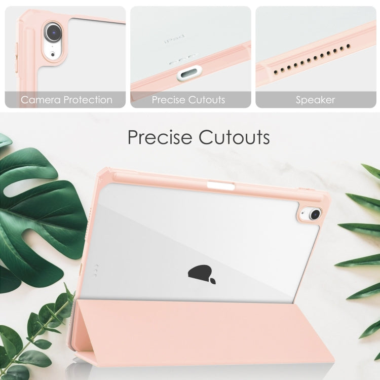 For iPad Air 11 2024 Pure Color 3-fold Clear TPU Smart Leather Tablet Case(Pink) - iPad Air 11 2024 Cases by buy2fix | Online Shopping UK | buy2fix