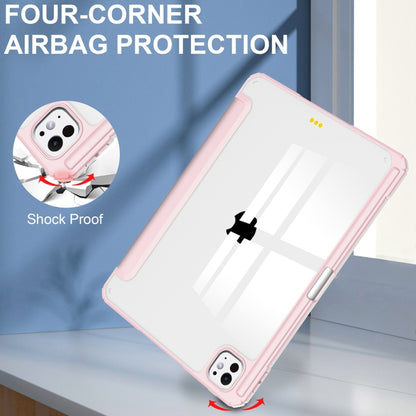 For iPad Pro 11 2024 Pure Color 3-fold Clear TPU Smart Leather Tablet Case(Pink) - iPad Pro 11 2024 Cases by buy2fix | Online Shopping UK | buy2fix