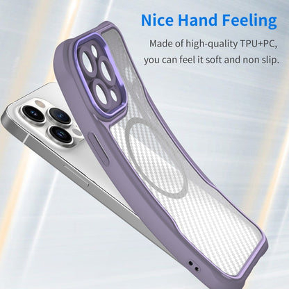 For iPhone 12 Pro Carbon Fiber Texture MagSafe Translucent Phone Case(Purple) - iPhone 12 / 12 Pro Cases by buy2fix | Online Shopping UK | buy2fix