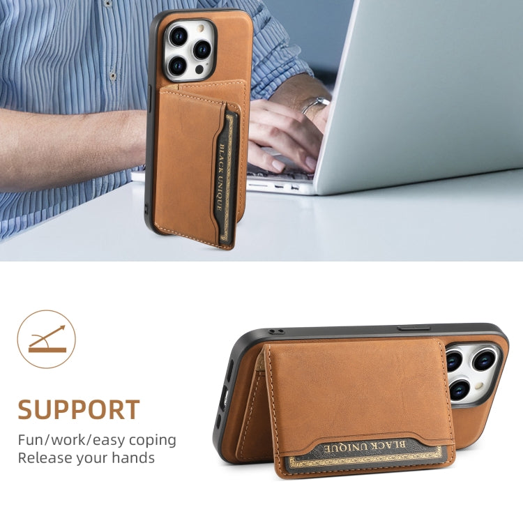 For iPhone 15 Pro Denior D13 Retro Texture Leather MagSafe Card Bag Phone Case(Brown) - iPhone 15 Pro Cases by Denior | Online Shopping UK | buy2fix