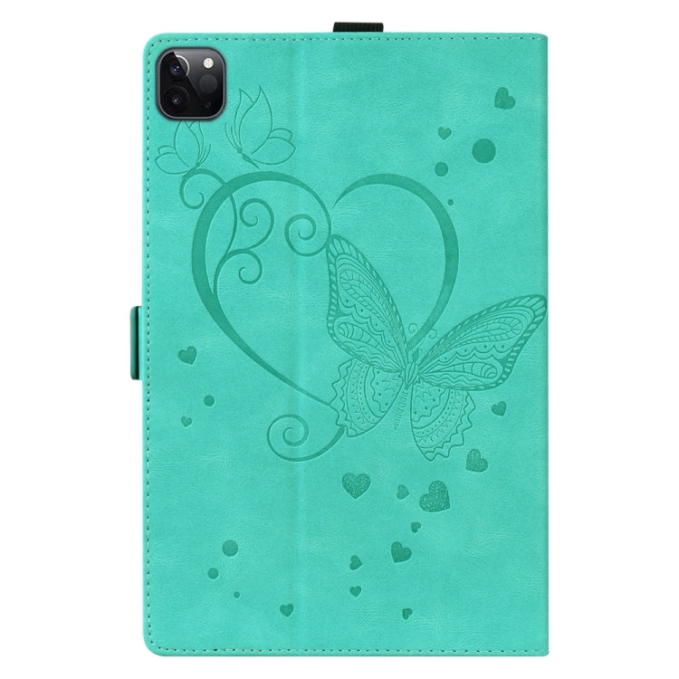 For iPad Pro 13 2024 Love Butterfly Embossed Leather Tablet Case(Mint Green) - iPad Pro 13 2024 Cases by buy2fix | Online Shopping UK | buy2fix