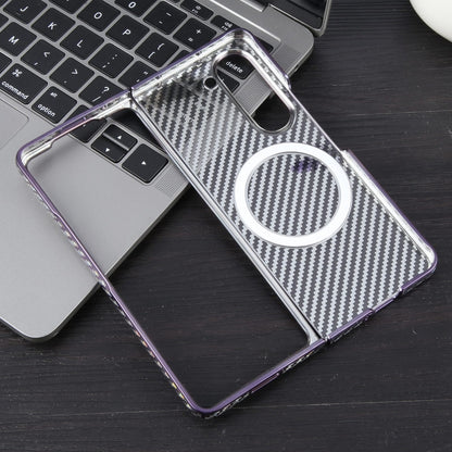 For Samsung Galaxy Z Fold5 6D Plated Carbon Fiber Clear Magsafe PC Phone Case(Aurora Purple) - Galaxy Z Fold5 Cases by buy2fix | Online Shopping UK | buy2fix