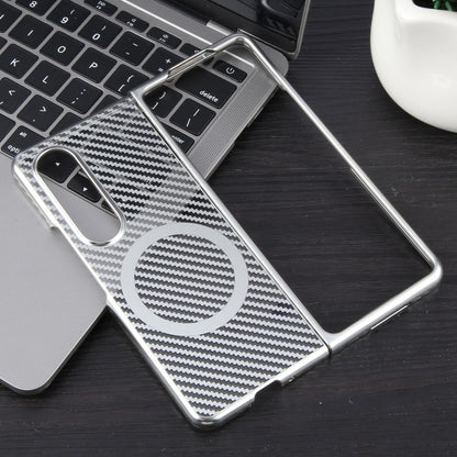 For Samsung Galaxy Z Fold4 6D Plated Carbon Fiber Clear Magsafe PC Phone Case(Starlight Silver) - Galaxy Z Fold4 5G Cases by buy2fix | Online Shopping UK | buy2fix