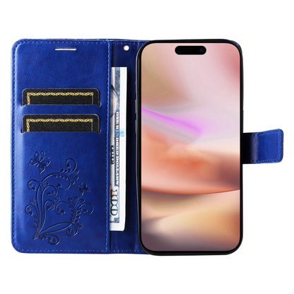 For iPhone 16 Plus 3D Butterfly Embossed Pattern Flip Leather Phone Case(Blue) - iPhone 16 Plus Cases by buy2fix | Online Shopping UK | buy2fix