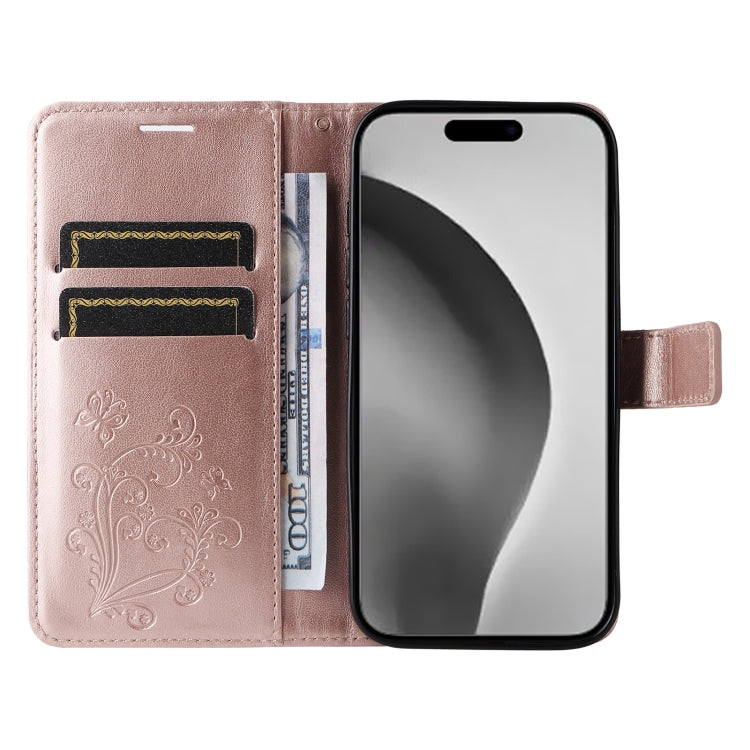 For iPhone 16 Pro Max 3D Butterfly Embossed Pattern Flip Leather Phone Case(Rose Gold) - iPhone 16 Pro Cases by buy2fix | Online Shopping UK | buy2fix