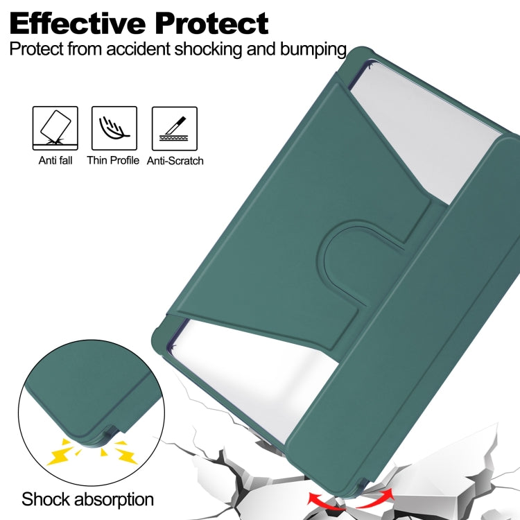 For iPad Pro 11 2024 Transparent Rotation Smart Leather Tablet Case(Dark Green) - iPad Pro 11 2024 Cases by buy2fix | Online Shopping UK | buy2fix