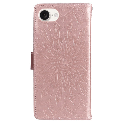 For iPhone SE 2024 Embossed Sunflower Pattern Flip Leather Phone Case(Rose Gold) - More iPhone Cases by buy2fix | Online Shopping UK | buy2fix