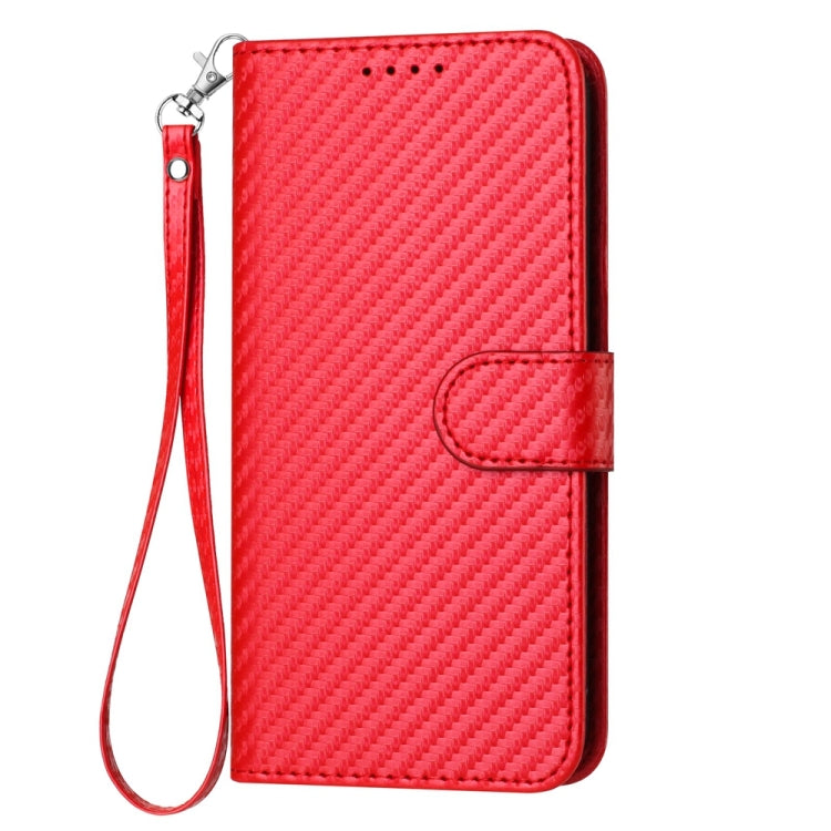 For vivo Y20/Y20i/Y20a/Y12s/Y12a YX0070 Carbon Fiber Buckle Leather Phone Case with Lanyard(Red) - vivo Cases by buy2fix | Online Shopping UK | buy2fix