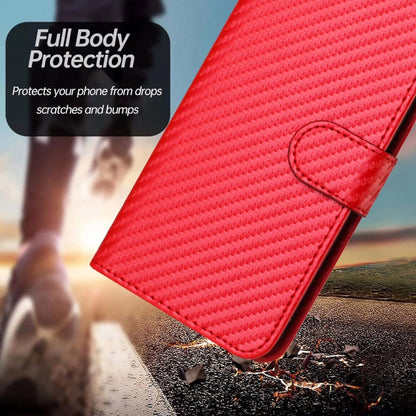 For vivo Y20/Y20i/Y20a/Y12s/Y12a YX0070 Carbon Fiber Buckle Leather Phone Case with Lanyard(Red) - vivo Cases by buy2fix | Online Shopping UK | buy2fix