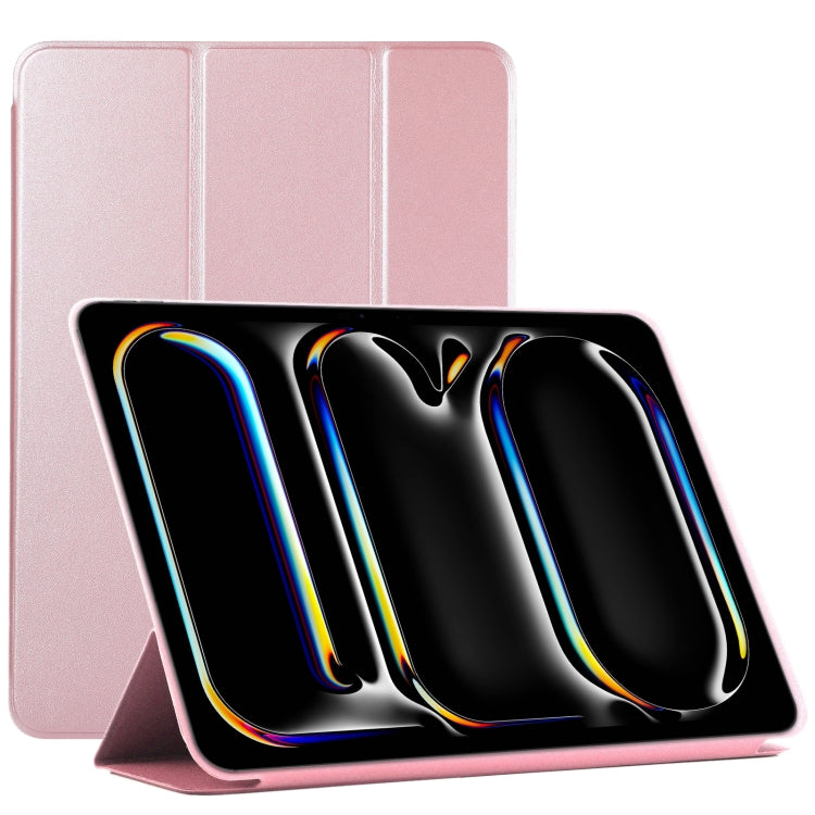 For iPad Pro 11 2024 Double-sided Clip Non-buckle Magnetic PU Smart Tablet Case(Rose Gold) - iPad Pro 11 2024 Cases by buy2fix | Online Shopping UK | buy2fix