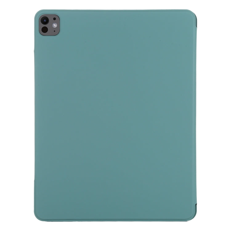 For iPad Pro 11 2024 Double-sided Clip Fixed Buckle Magnetic PU Leather Smart Tablet Case(Green) - iPad Pro 11 2024 Cases by buy2fix | Online Shopping UK | buy2fix