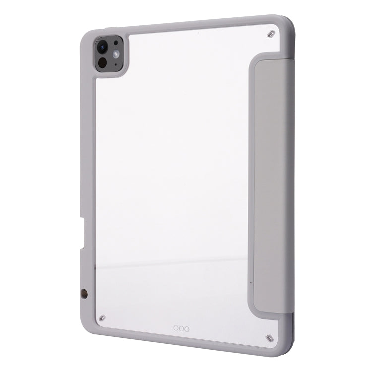 For iPad Pro 13 2024 Deformation Transparent Acrylic Leather Tablet Case(Grey) - iPad Pro 13 2024 Cases by buy2fix | Online Shopping UK | buy2fix