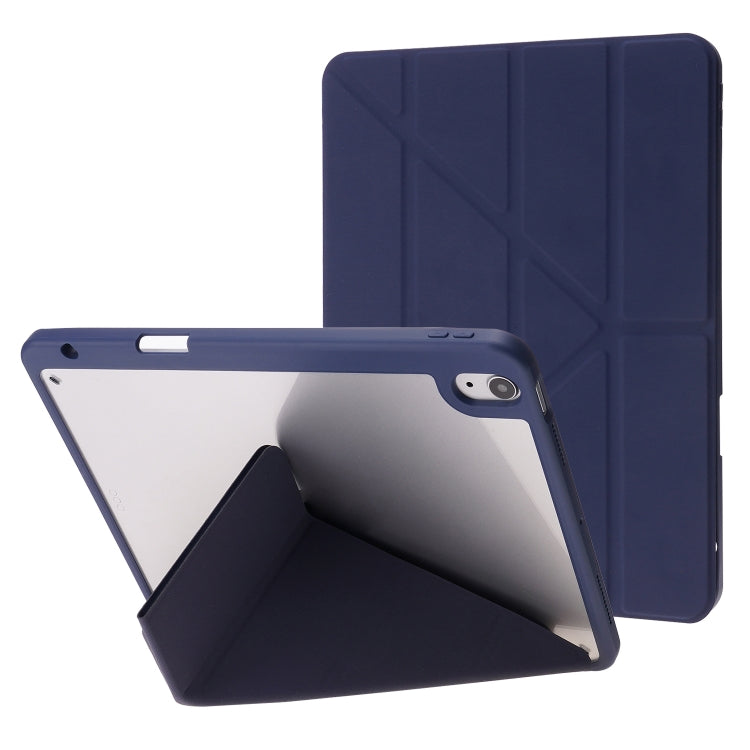 For iPad Air 11 2025 / 2024 Deformation Transparent Acrylic Leather Tablet Case(Dark Blue) - iPad Air 11 2025 / 2024 Cases by buy2fix | Online Shopping UK | buy2fix