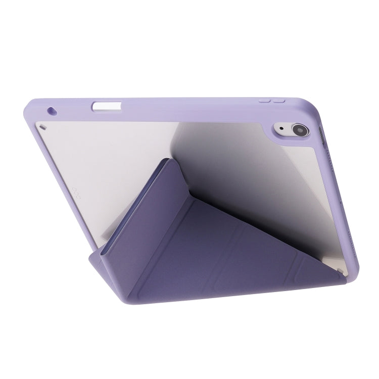 For iPad Air 11 2024 Deformation Transparent Acrylic Leather Tablet Case(Lavender Grey) - iPad Air 11 2024 Cases by buy2fix | Online Shopping UK | buy2fix