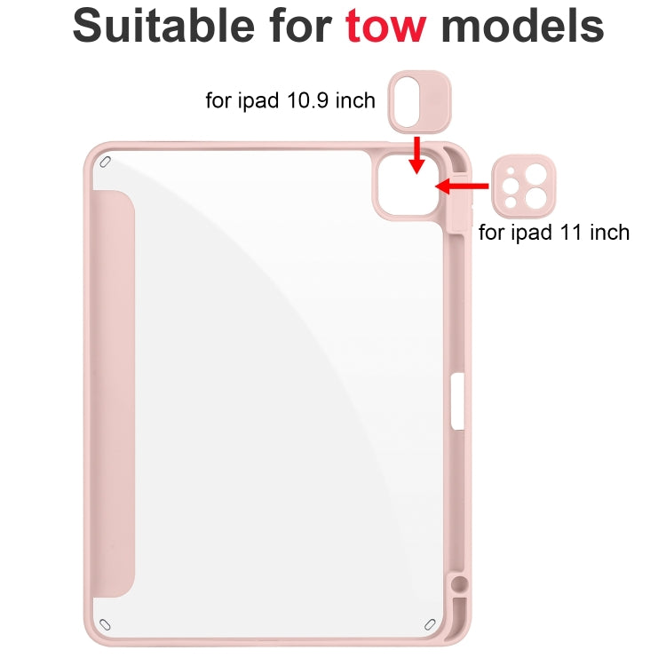 For iPad Pro 11 2024 Acrylic 3-folding Smart Leather Tablet Case(Pink) - iPad Pro 11 2024 Cases by buy2fix | Online Shopping UK | buy2fix