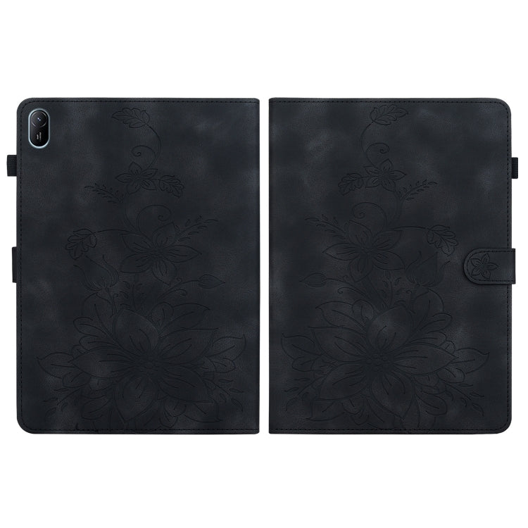 For Huawei MatePad SE 11 2024 Lily Embossed Leather Tablet Case(Black) - Huawei by buy2fix | Online Shopping UK | buy2fix