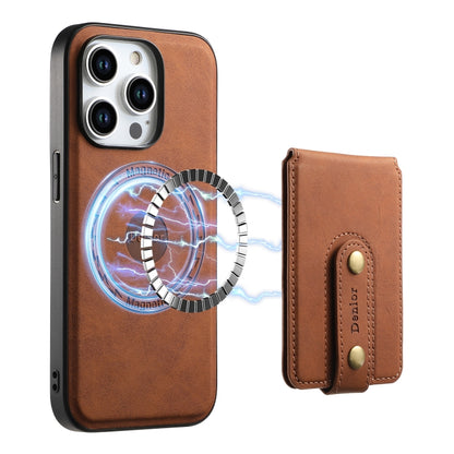 For iPhone 14 Pro Max Denior D14 NK Retro Pattern MagSafe Magnetic Card Holder Leather Phone Case(Brown) - iPhone 14 Pro Max Cases by Denior | Online Shopping UK | buy2fix