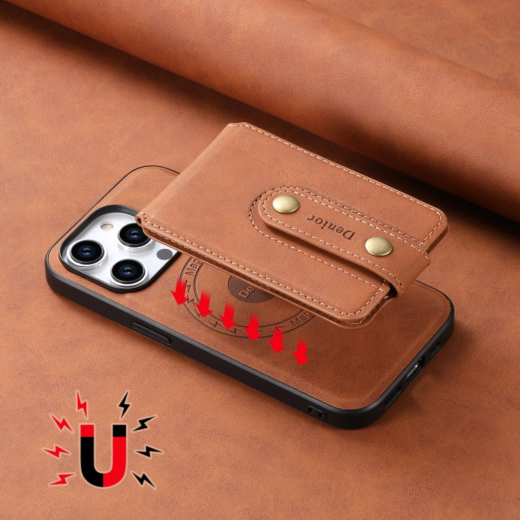 For iPhone 14 Pro Max Denior D14 NK Retro Pattern MagSafe Magnetic Card Holder Leather Phone Case(Brown) - iPhone 14 Pro Max Cases by Denior | Online Shopping UK | buy2fix