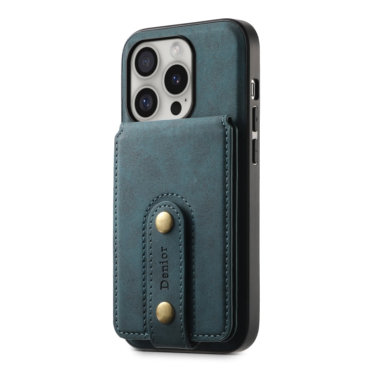 For iPhone 16 Pro Max Denior D14 NK Retro Pattern MagSafe Magnetic Card Holder Leather Phone Case(Blue) - iPhone 16 Pro Max Cases by Denior | Online Shopping UK | buy2fix