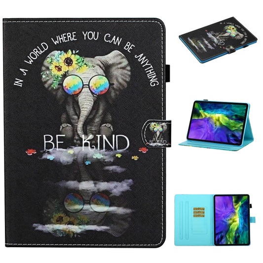 For iPad Pro 11 2024 Coloured Drawing Stitching Smart Leather Tablet Case(Glasses Elephant) - iPad Pro 11 2024 Cases by buy2fix | Online Shopping UK | buy2fix