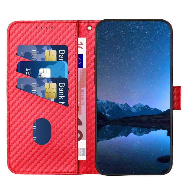 For Xiaomi Redmi K70 / K70 Pro YX0070 Carbon Fiber Buckle Leather Phone Case with Lanyard(Red) - K70 Cases by buy2fix | Online Shopping UK | buy2fix