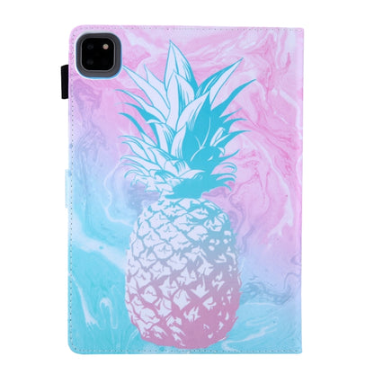 For iPad Pro 11 2024 Colored Drawing Leather Smart Tablet Case(Blue Pink Pineapple) - iPad Pro 11 2024 Cases by buy2fix | Online Shopping UK | buy2fix