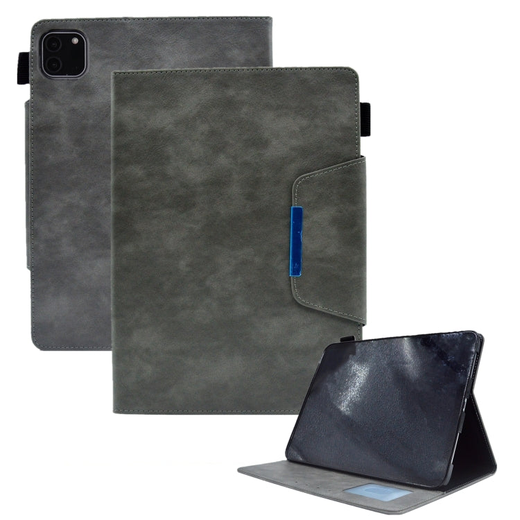 For iPad Pro 11 2024 Suede Cross Texture Magnetic Clasp Leather Smart Tablet Case(Grey) - iPad Pro 11 2024 Cases by buy2fix | Online Shopping UK | buy2fix