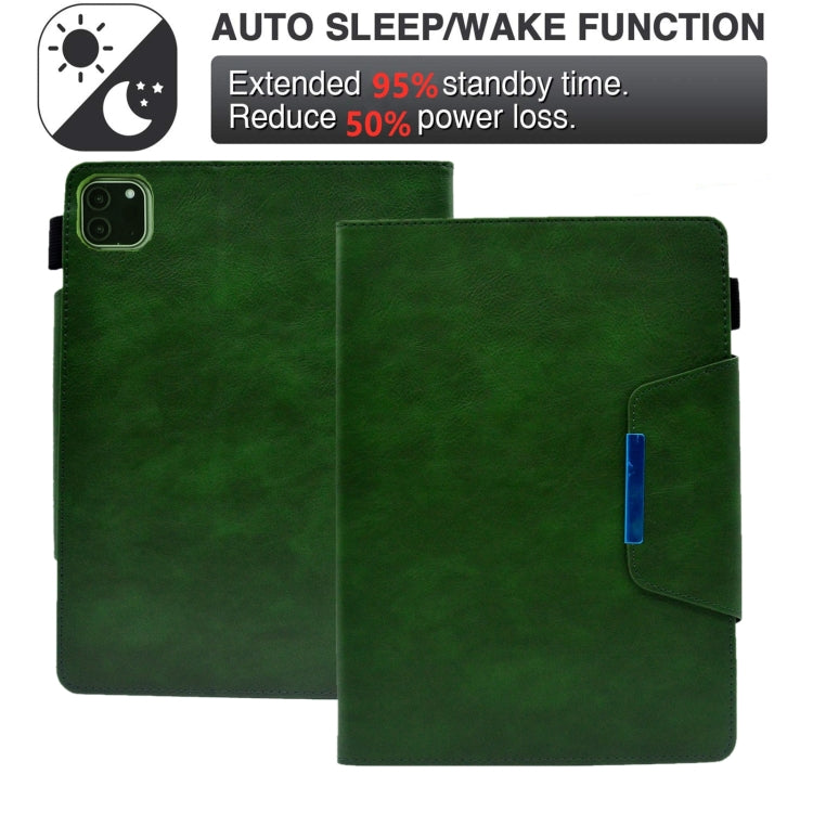 For iPad Pro 11 2024 Suede Cross Texture Magnetic Clasp Leather Smart Tablet Case(Green) - iPad Pro 11 2024 Cases by buy2fix | Online Shopping UK | buy2fix