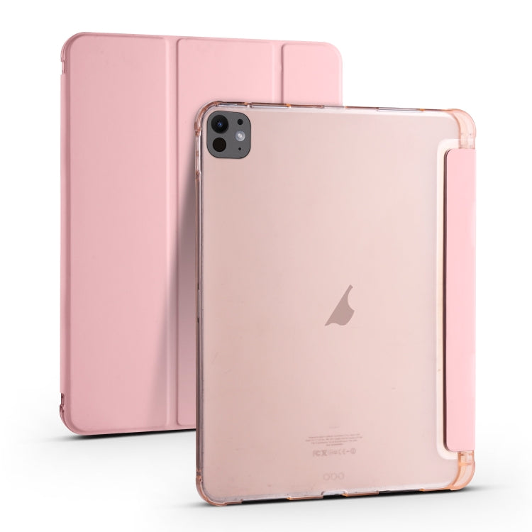 For iPad Pro 11 2024 3-fold TPU Leather Smart Tablet Case with Pen Slot(Pink) - iPad Pro 11 2024 Cases by buy2fix | Online Shopping UK | buy2fix