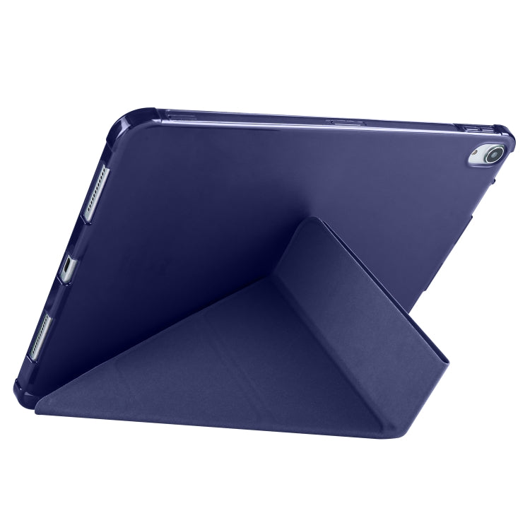 For iPad Pro 11 2024 Multi-folding TPU Leather Smart Tablet Case with Pen Slot(Dark Blue) - iPad Pro 11 2024 Cases by buy2fix | Online Shopping UK | buy2fix