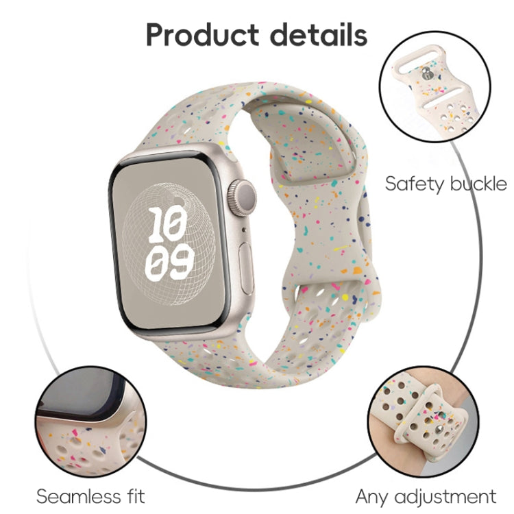 For Apple Watch Series 3 38mm Hole Style Butterfly Buckle Camouflage Silicone Watch Band(Milk Tea) - Watch Bands by buy2fix | Online Shopping UK | buy2fix