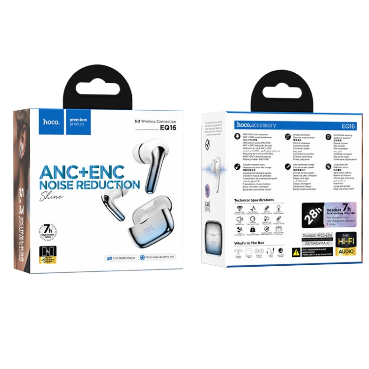 hoco EQ16 True Wireless ANC+ENC Dual Noise Reduction Bluetooth Earphone(Blue) - Bluetooth Earphone by hoco | Online Shopping UK | buy2fix