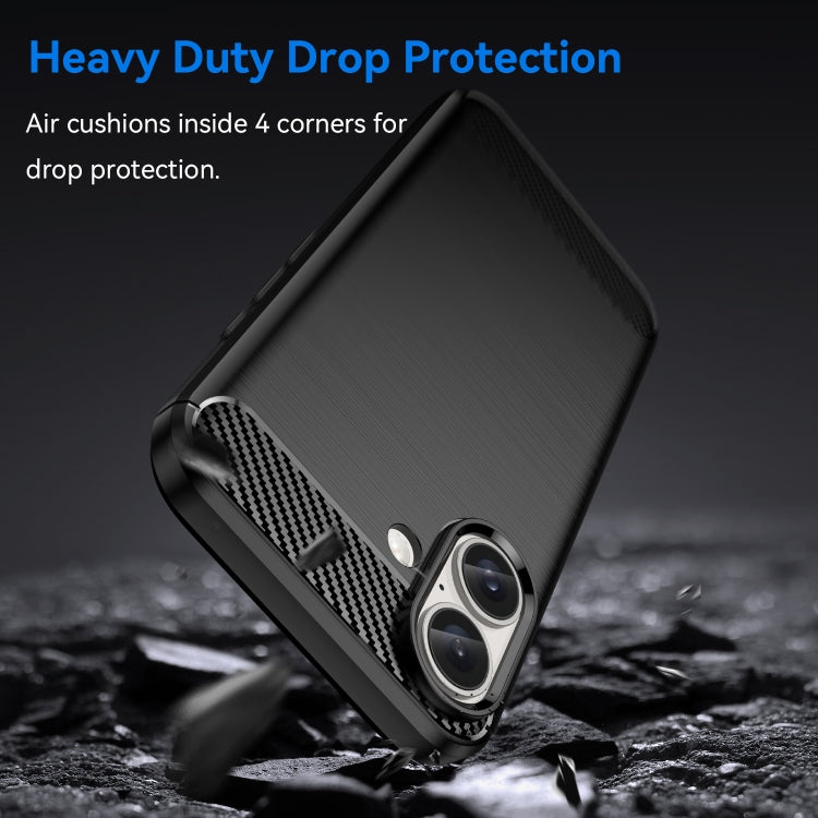 For iPhone 16 Brushed Texture Carbon Fiber TPU Phone Case(Black) - iPhone 16 Cases by buy2fix | Online Shopping UK | buy2fix