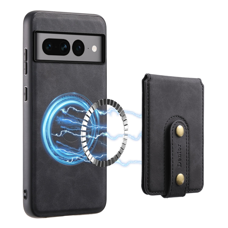 For Google Pixel 7 Pro 5G Denior D14 NK Retro Pattern MagSafe Magnetic Card Holder Leather Phone Case(Black) - Google Cases by Denior | Online Shopping UK | buy2fix