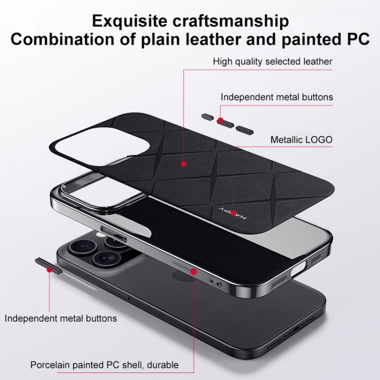 For iPhone 16 Pro Max Plain Leather PC Phone Case(Black) - iPhone 16 Pro Max Cases by buy2fix | Online Shopping UK | buy2fix